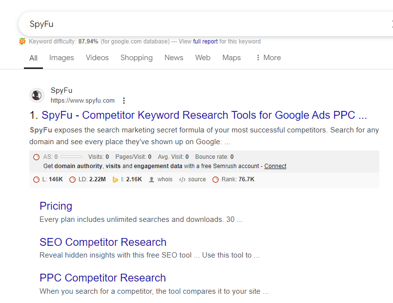 SpyFu is a competitive intelligence tool