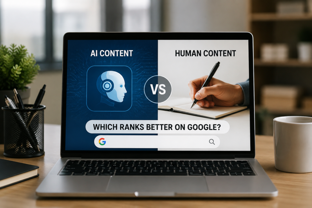 AI vs Human Content: Which Ranks Better on Google?  Learn Google's ranking factors, SEO best practices, and winning content strategy. 