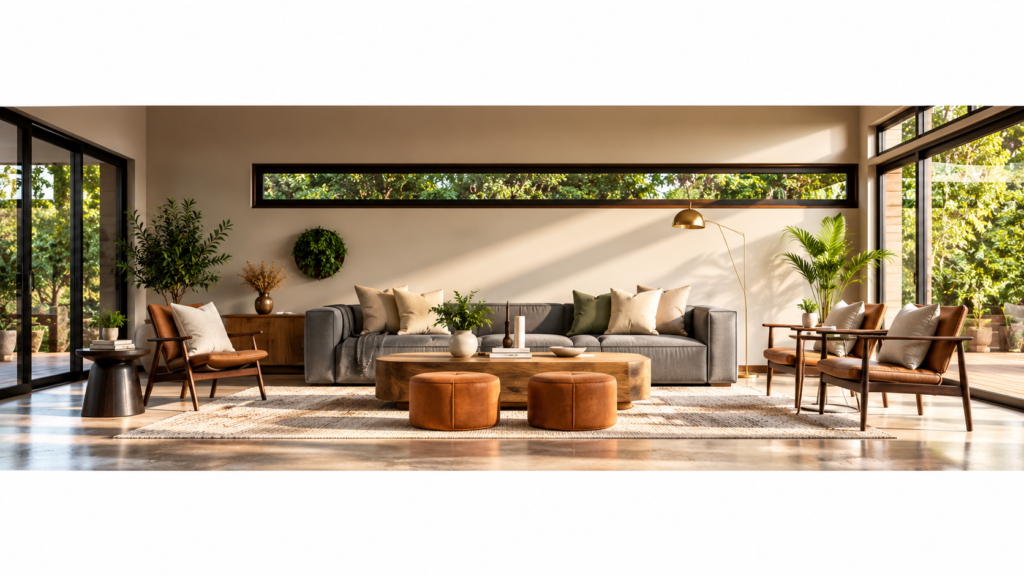 Sunlit Panoramic Modern Living Room